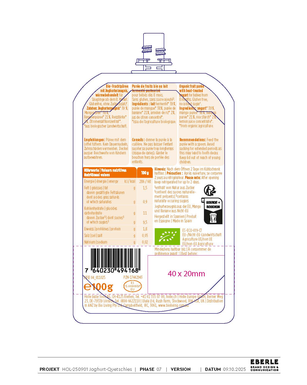 Holle Mango Monkey Yogurt (100g) - Image 3