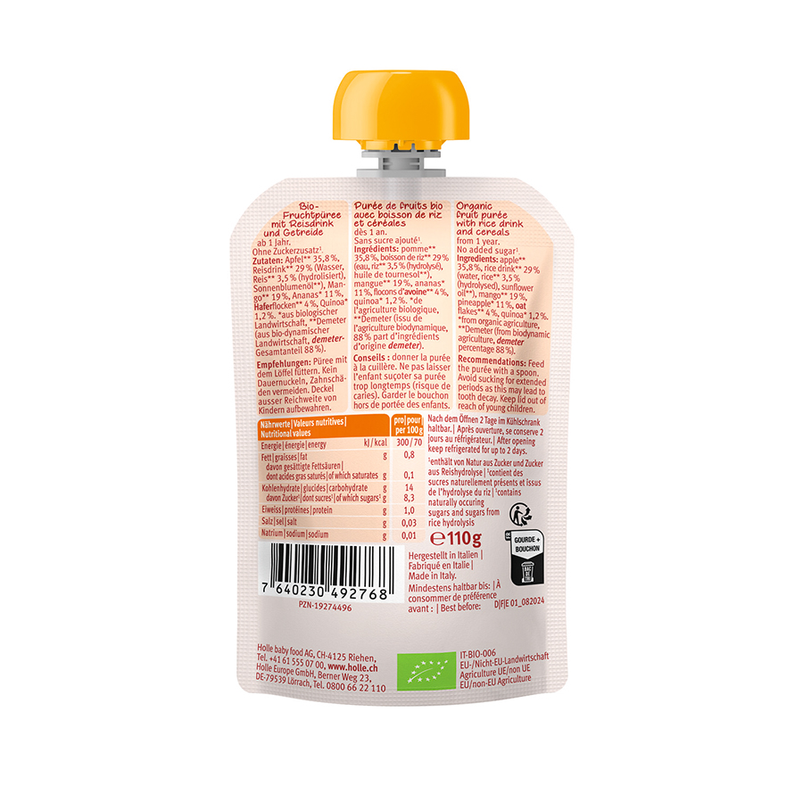 Holle Organic Lion Porridge Pouch (110g) - Image 2