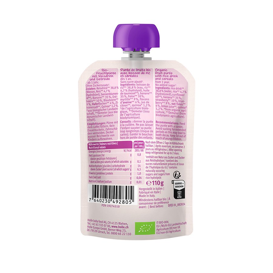 Holle Organic Tiger Porridge Pouch (110g) - Image 2